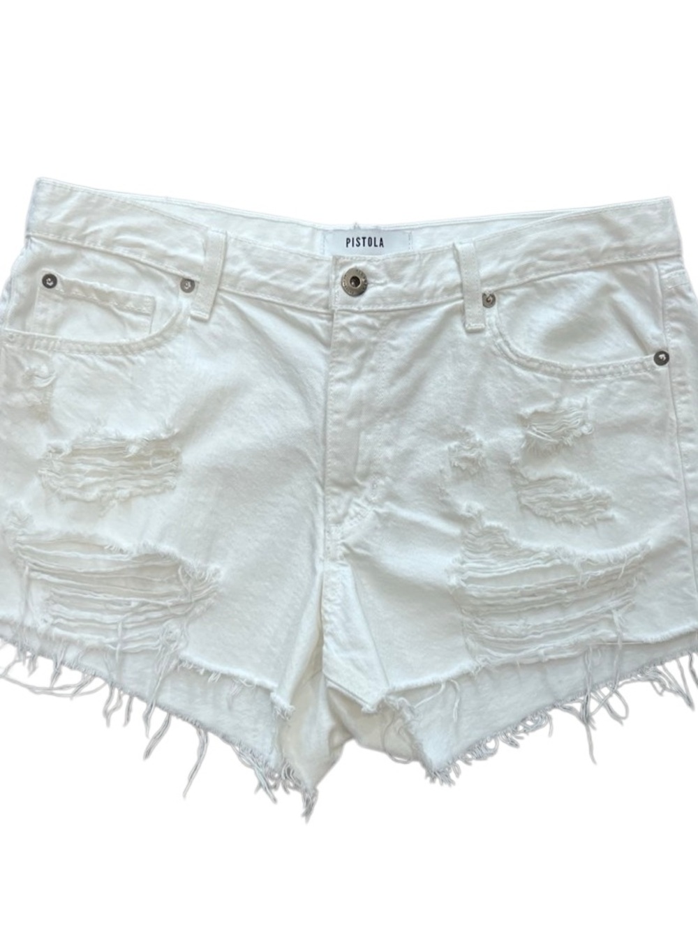 pistola high rise White cut off Frayed Hem Denim Shorts Size 30